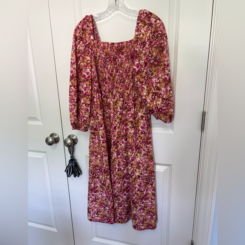 J Crew smocked floral dress. Size S.
